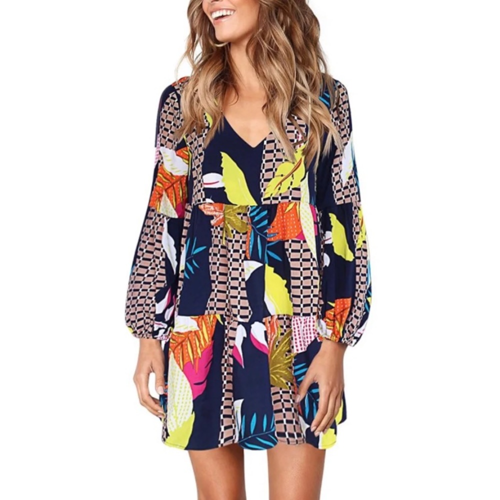 Geometric Flowy Tunic Dress